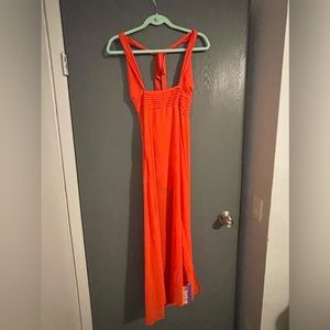 Orange summer flowy halter dress
